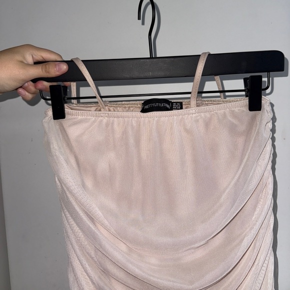 Pretty Little Thing Elegant Cream Ruched Spaghetti Strap Dress - Picture 5 of 5